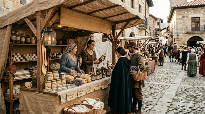 Mercado Renacentista de Laredo 2026: fechas y actividades 5 Puesto de Senda Medieval en una feria histórica renacentista
